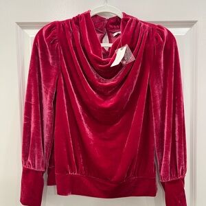 Anthropologie Velvet Drape Neck Pink Top
